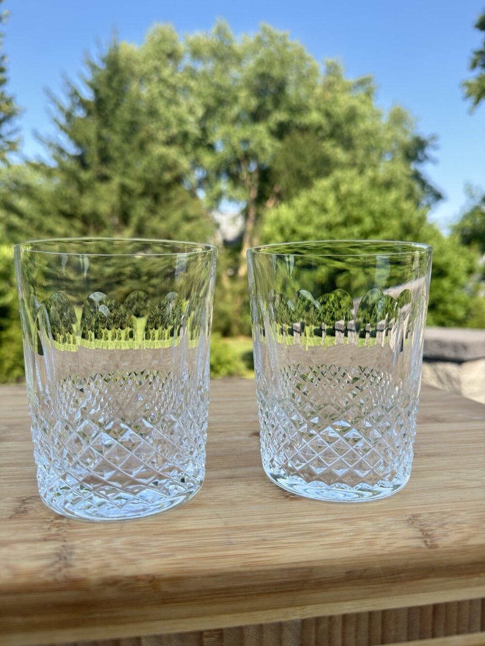 Waterford Crystal Colleen Pattern Flat Tumblers – 10 Oz Signed Set Of 2